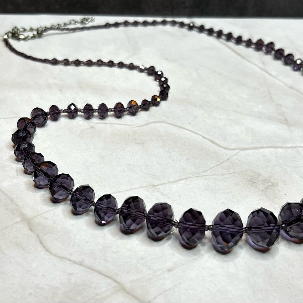 Bold Purple Faceted Beads Beaded Necklace - Picture 2 of 4
